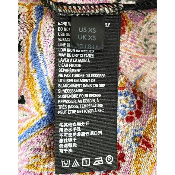 Free People Women's Colorful Bohemian Peasant Top Blouse Puff Sleeves Sheer Boho - Picture 4 of 6